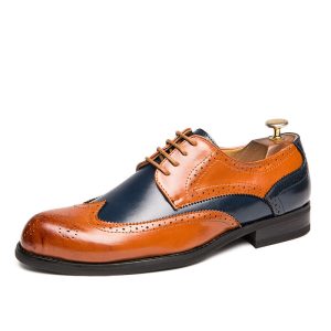 European And American Men's Wedding Shoes Fashion Brogue Carved Leather Shoes | ShopDecimals
