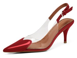 Womens Slingback Kitten Heels Clear Pumps Cute Heart Pointed Toe Party Dress Shoes | ShopDecimals