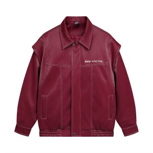 Men's Design Stitching Lapel PU Leather Jacket | ShopDecimals