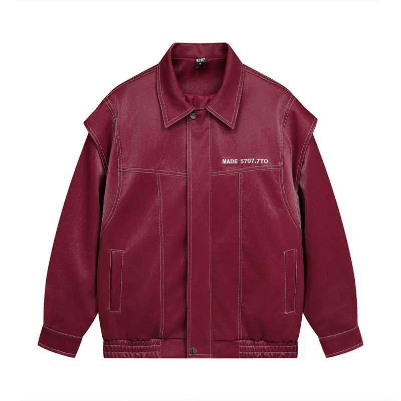 Men's Design Stitching Lapel PU Leather Jacket | ShopDecimals