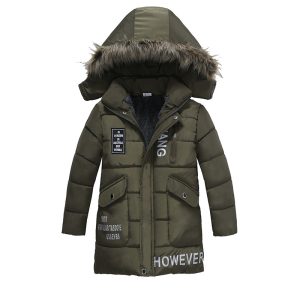 Winter Children's Trendy Cotton-padded Jacket Mid-length Letter Cotton-padded Coat | ShopDecimals
