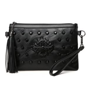 Leather Handbag Fashion Leisure Ladies' Bag Ladies Stitching Sheepskin Messenger Fringed Small Bag | ShopDecimals