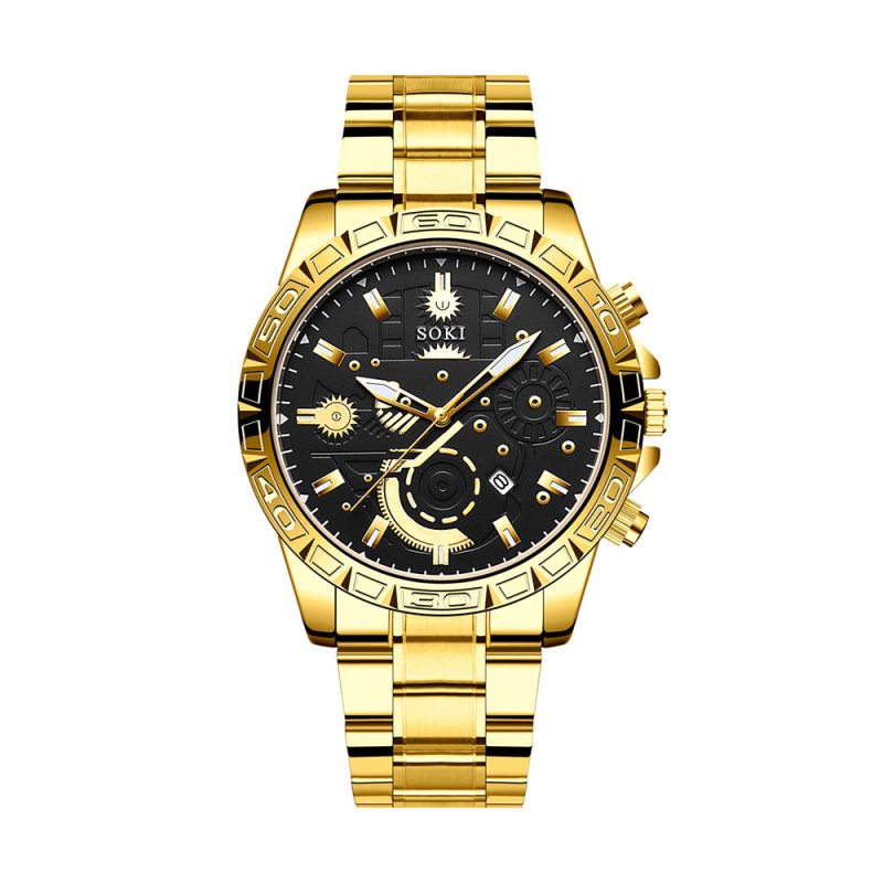Men's Steel Belt Business Calendar Quartz Watch | ShopDecimals