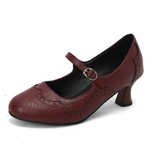 Rock Carved Hollow High Heel Women's Shoes Retro British Style Buckle | ShopDecimals