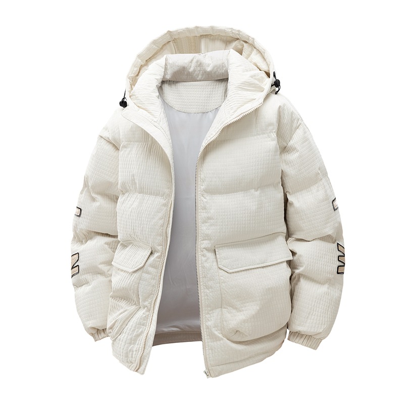 Men's Cotton-padded Coat Hooded Letter-print Winter Leisure Warm Top | ShopDecimals