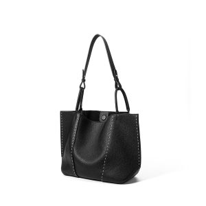 Large Capacity First Layer Cowhide Commuter Hand-carrying Bag Big Bag Shoulder Bag | ShopDecimals