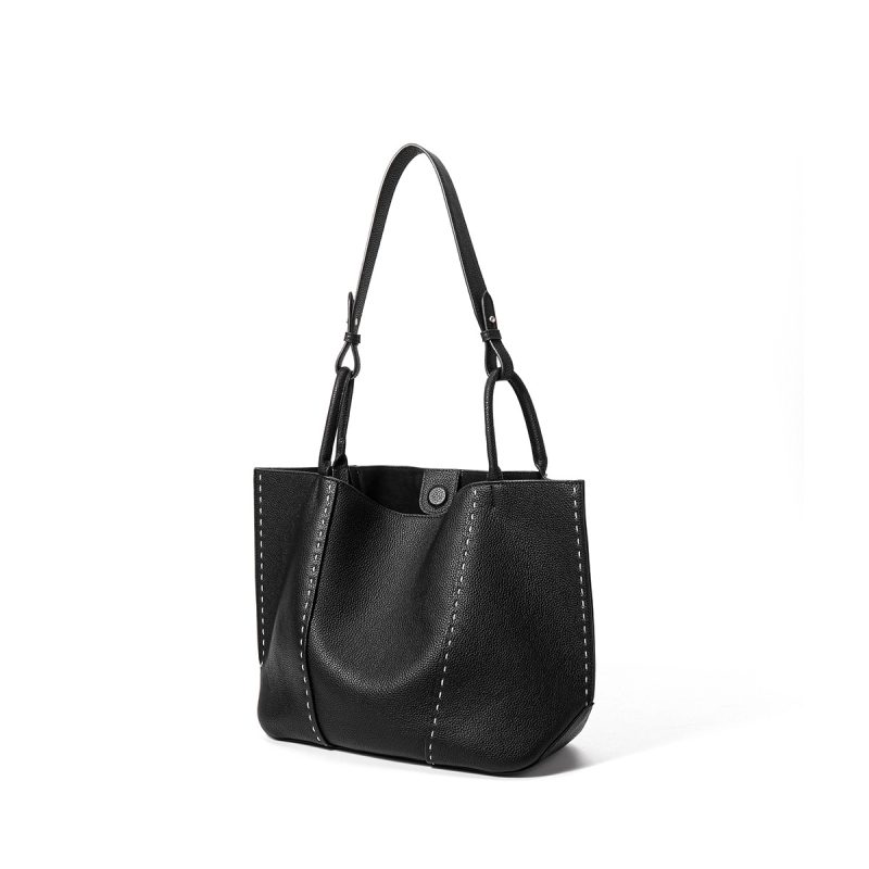 Large Capacity First Layer Cowhide Commuter Hand-carrying Bag Big Bag Shoulder Bag | ShopDecimals