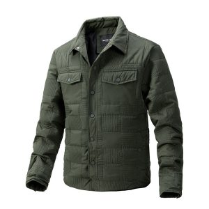 Casual Shirt Men's Business Quilted Cotton Coat Men's Clothing Polo Collar Jacket | ShopDecimals