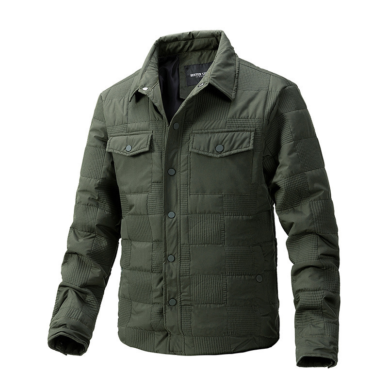 Casual Shirt Men's Business Quilted Cotton Coat Men's Clothing Polo Collar Jacket | ShopDecimals
