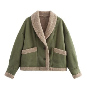 Women's American Retro Woolen Coat Leather And Fur Tops Women's Fashion Jacket | ShopDecimals