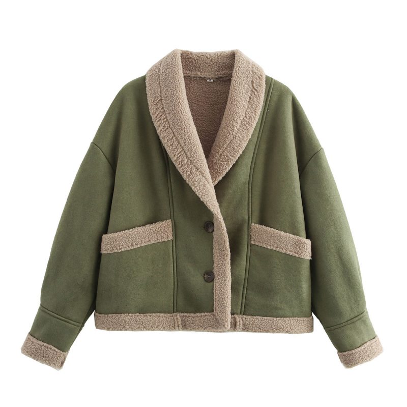Women's American Retro Woolen Coat Leather And Fur Tops Women's Fashion Jacket | ShopDecimals
