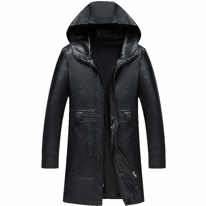 One-piece Black Hooded Winter Plus Cashmere Season Straight Hem Without Collar | ShopDecimals