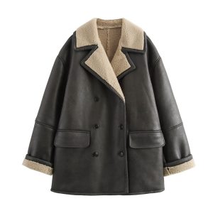 Women's Fashion Temperament Commute Lapel Double-sided Overcoat Jacket | ShopDecimals