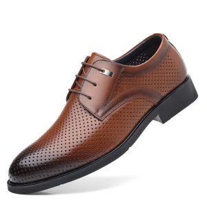 Men's Height Increasing Insole Formal Business Hollow Leather Shoes | ShopDecimals