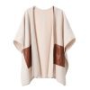 Autumn And Winter Creamy-white Leather Pocket Cross Shawl | ShopDecimals