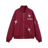 Star Letters Embroidered Stand Collar Zip Jacket for Men | ShopDecimals