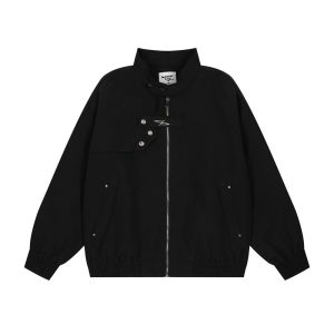 Men's Loose Solid Color Stand Collar Baseball Uniform | ShopDecimals