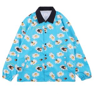 Sunflower bee pattern stand-collar men's Jacket | ShopDecimals