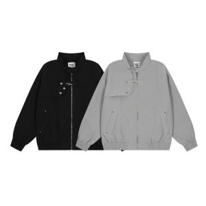 Men's Loose Solid Color Stand Collar Baseball Uniform Jacket | ShopDecimals