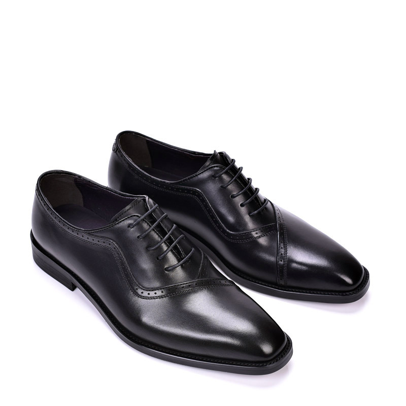 Spring And Autumn Men's Block Leather Shoes With British Pointed Toe | ShopDecimals