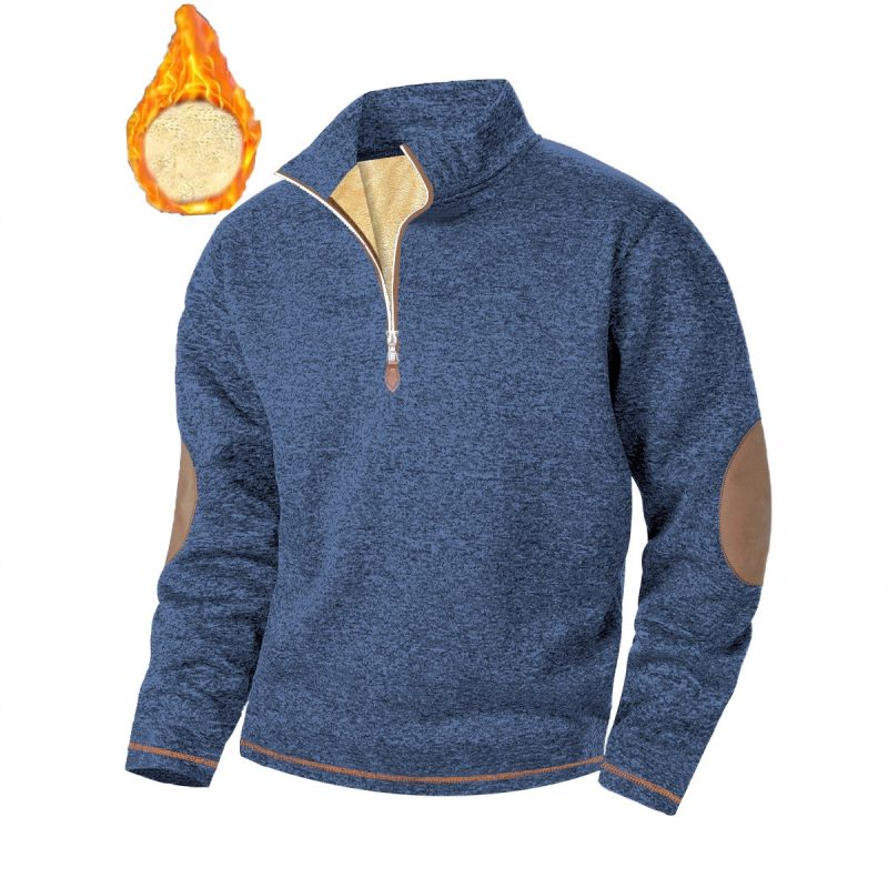 Men's Stand-up Collar Thick Zipper Sweater Jacket Casual Jacquard | ShopDecimals