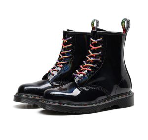 High-top Women's Boots Round Head Mirror Laser Military Boots | ShopDecimals