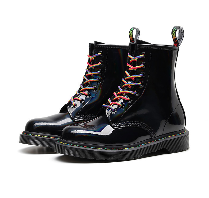High-top Women's Boots Round Head Mirror Laser Military Boots | ShopDecimals