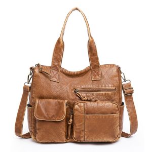 Stylish Retro Minimalism Handbag Women's Casual And Lightweight Washed Leather All-match Shoulder Bag | ShopDecimals