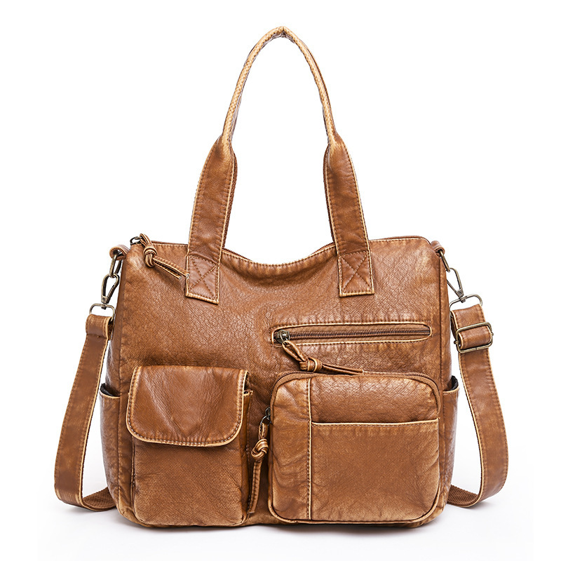 Stylish Retro Minimalism Handbag Women's Casual And Lightweight Washed Leather All-match Shoulder Bag | ShopDecimals