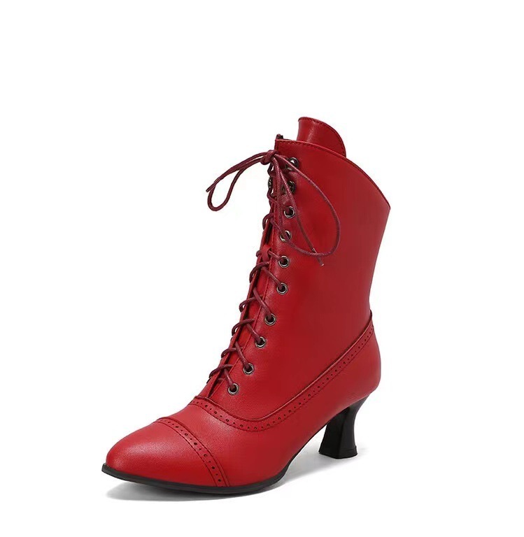 Large Size Women's British-style Martin Wine Glass High Heel Boots Women's Motorcycle | ShopDecimals