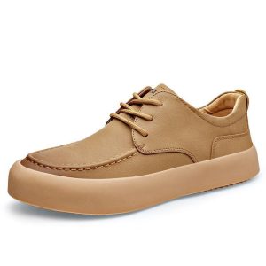 Casual Shoes Fashion Lace-up Shoes Lightweight Platform Leather Breathable Leather Shoes | ShopDecimals