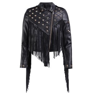 Tassel Coat Women's Leather Stud Star Short Lapel | ShopDecimals