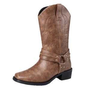 Men's Casual High Heel Leather Boots Large Size Simple Retro | ShopDecimals