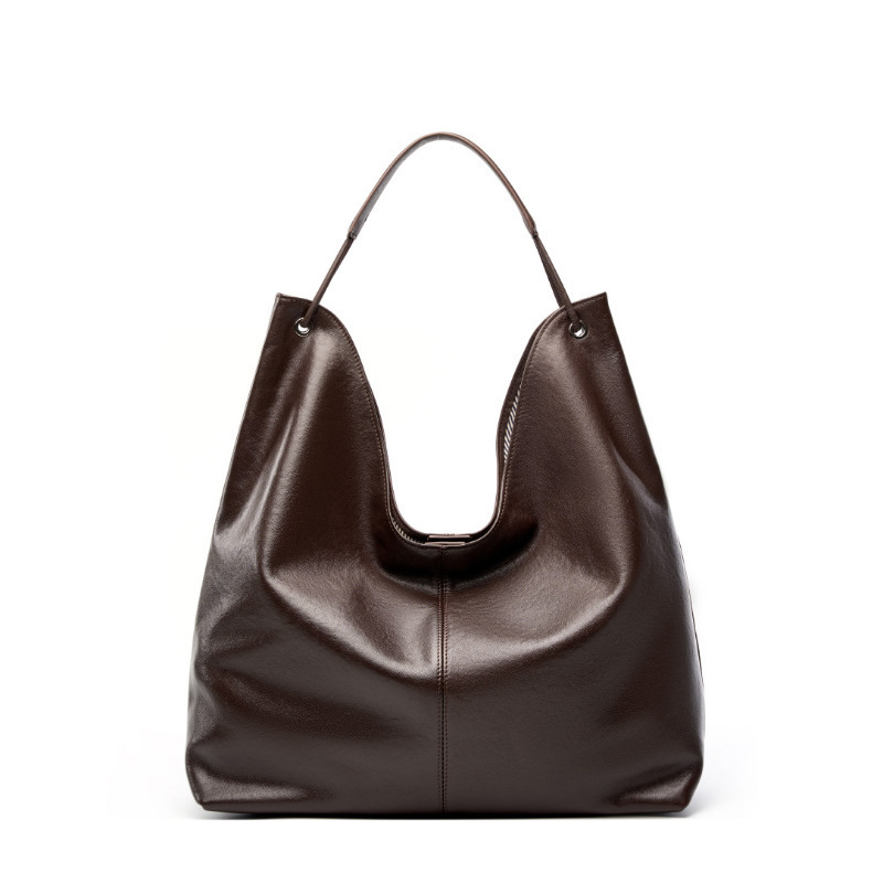 Vegetable Tanning Leather Popular Large-capacity Textured Tote Bag | ShopDecimals