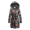 Long Plus Size Printing Retro Hooded Padded Jacket | ShopDecimals