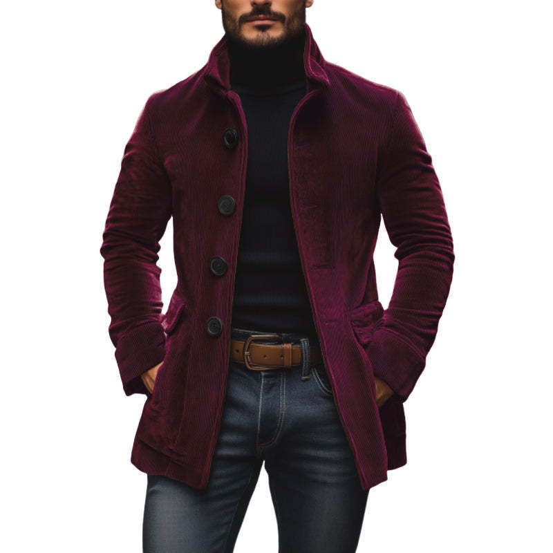 Pocket Button Solid Color Men's Stand Collar Blazer | ShopDecimals