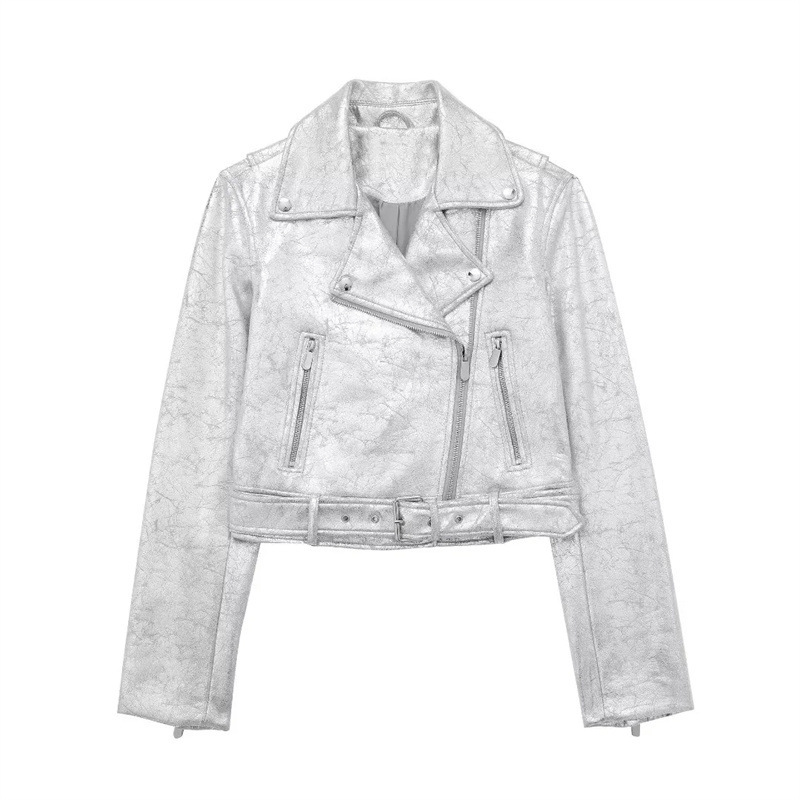 Metal Motorcycle Jacket Autumn Zipper Coat | ShopDecimals