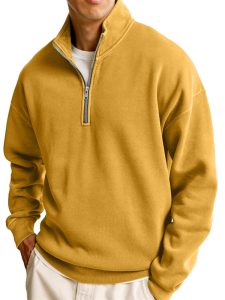 Men's Casual Half Zipped Stand Collar Long-sleeved Sweater | ShopDecimals