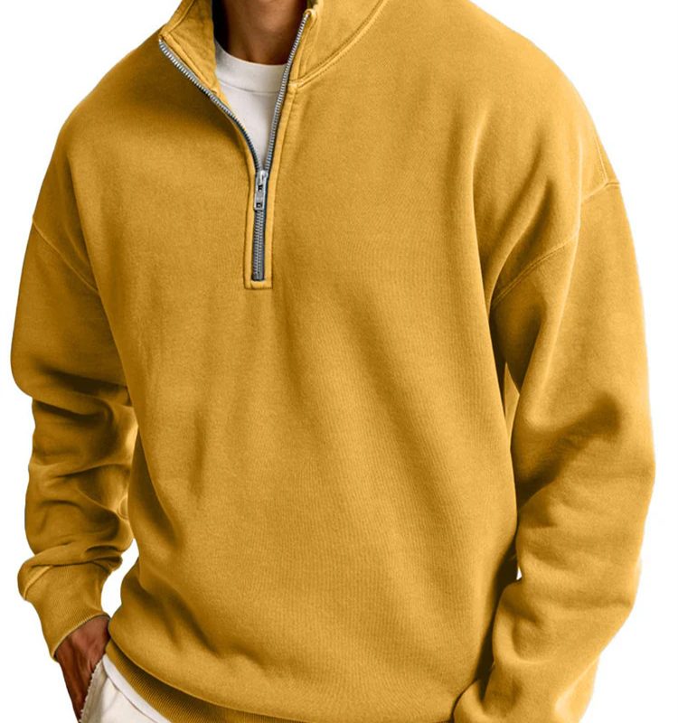 Men's Casual Half Zipped Stand Collar Long-sleeved Sweater | ShopDecimals