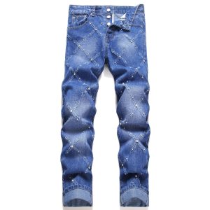Pearl Embroidery Street Trendy Fashion Denim Skinny Pants | ShopDecimals