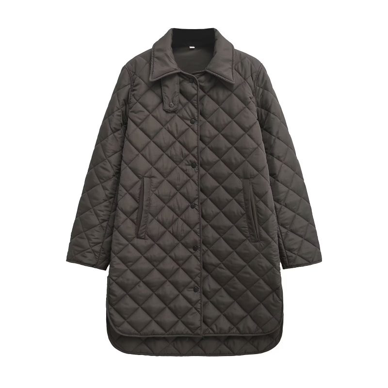 Women's Lapel Rhombus Loose And Warm Cotton-padded Coat | ShopDecimals