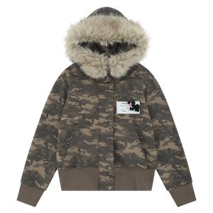 American Retro Camouflage Hooded Cardigan | ShopDecimals