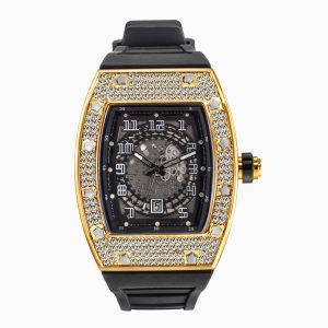 Full Diamond Tonneau Silicone Band Quartz Men's Watch | ShopDecimals