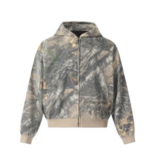 Printed Branches Camouflage Hooded Cardigan Sweater Coat | ShopDecimals