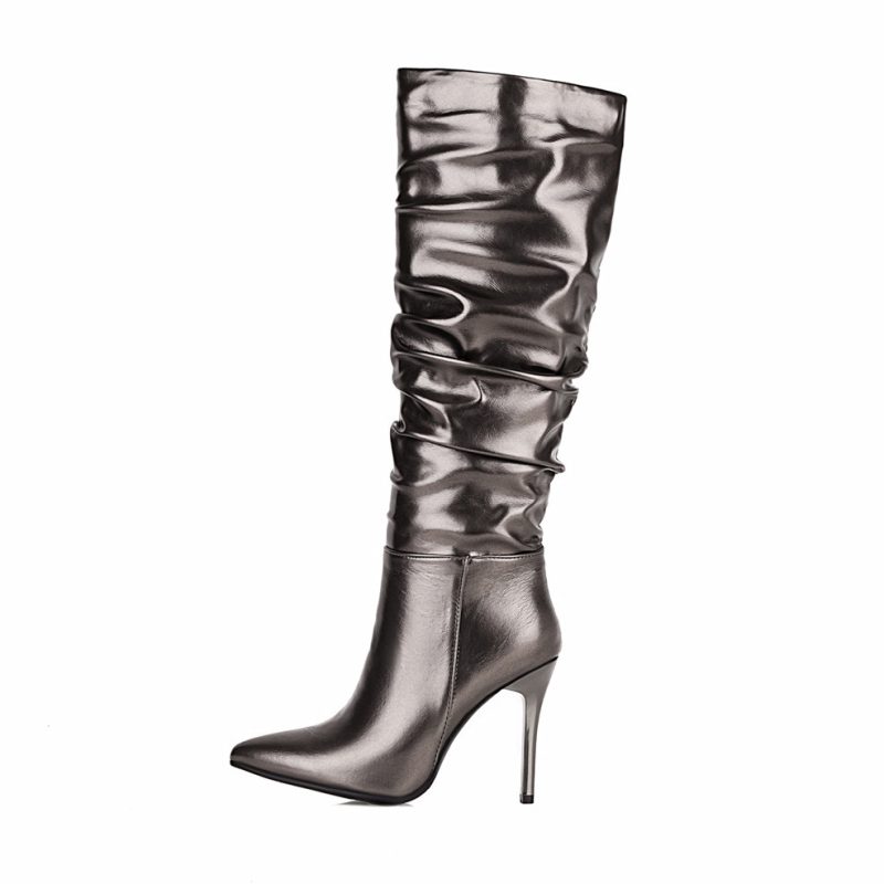 European And American Style Spring And Autumn New Stiletto Gold And Silver Boots | ShopDecimals