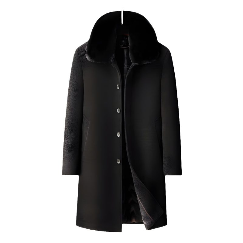 Fleece-lined Long Coat For Middle-aged And Elderly Dad's Wool Overcoat | ShopDecimals