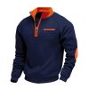Men's Fleece-lined Heavy-duty Warm Zip-up Stand Collar Patchwork Stylish Casual Long-sleeve Sweatshirt | ShopDecimals