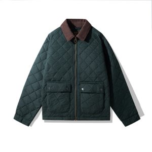Corduroy Jacket Rhombus Plaid Cotton-padded Jacket Cotton-padded Coat | ShopDecimals