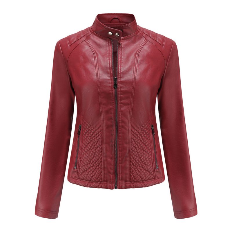 Simple European And American Trend Thin Coat Long Sleeve Motorcycle Jacket Women | ShopDecimals