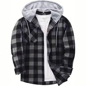 Mens Long-sleeve Plaid Hoodie Shirt | ShopDecimals